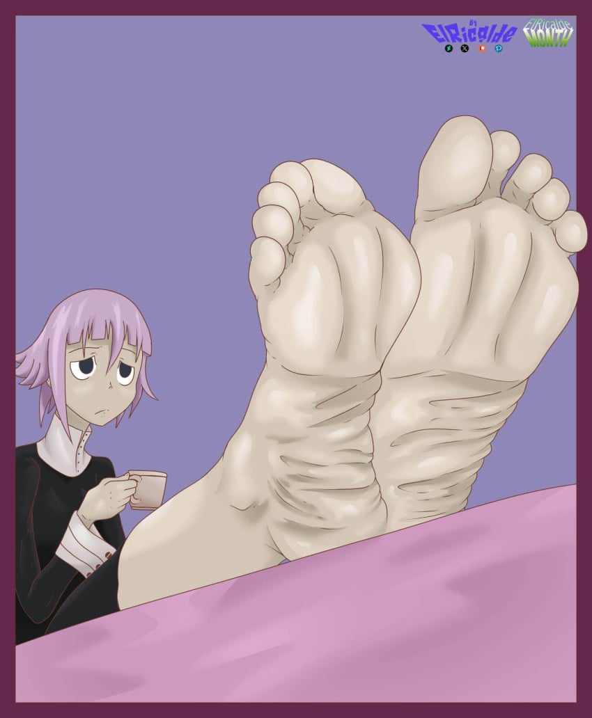 androgynous black_eyes crona_(soul_eater) feet feminine_male foot_fetish foot_focus pink_hair soles soul_eater white_skin wrinkled_soles wrinkly_soles