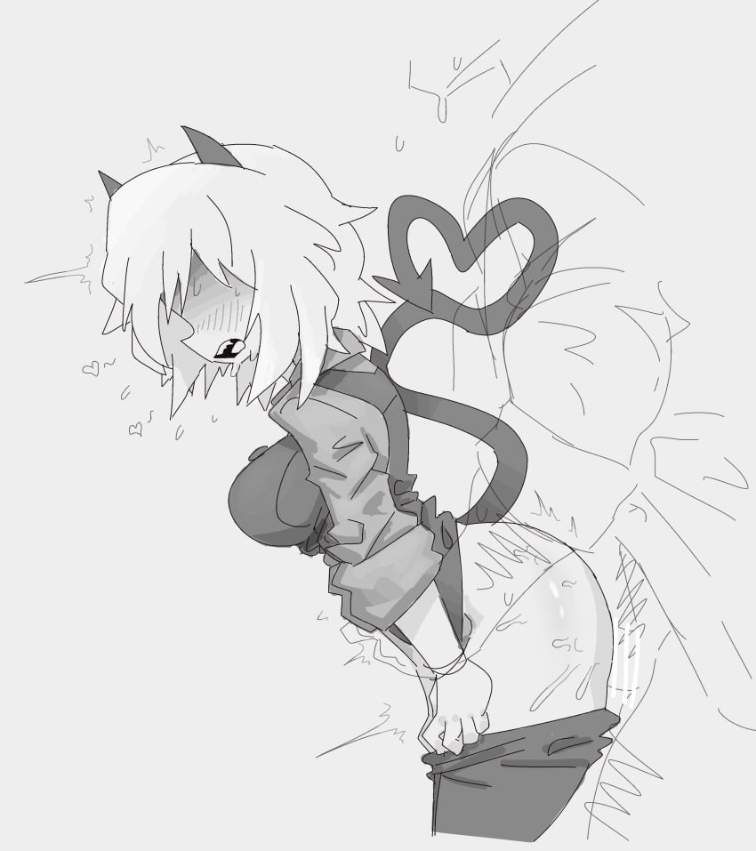 bottomless bottomless_female demon demon_girl demon_horns demon_tail helltaker helltaker_(character) malina_(helltaker) penis pixel_art pussy sub-neamo tagme vaginal_sex