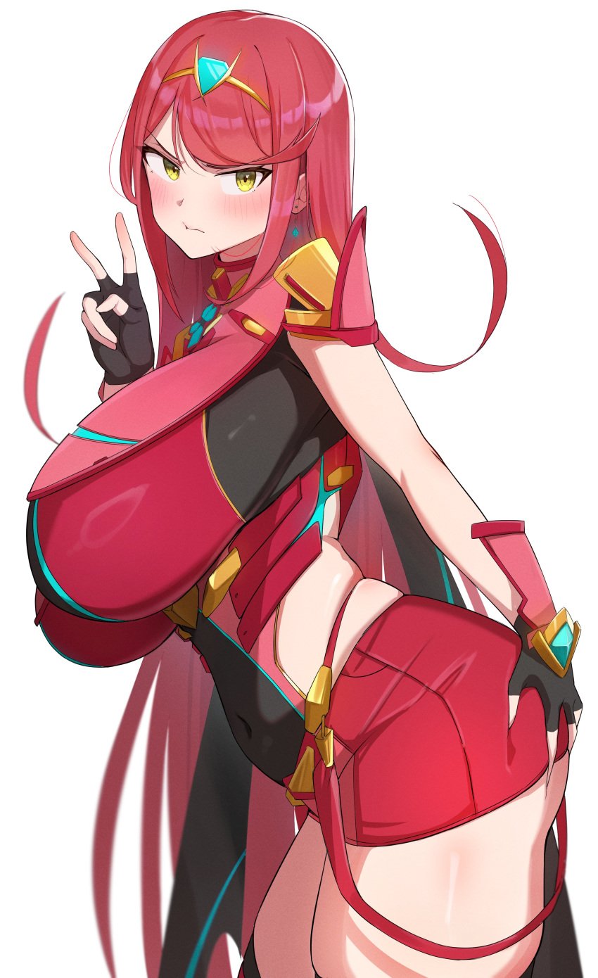 breasts crossover female female_only mythra nintendo oruru577196 oruru63100814 pyra_(cosplay) red_hair solo tagme xenoblade_(series) xenoblade_chronicles_2 yellow_eyes