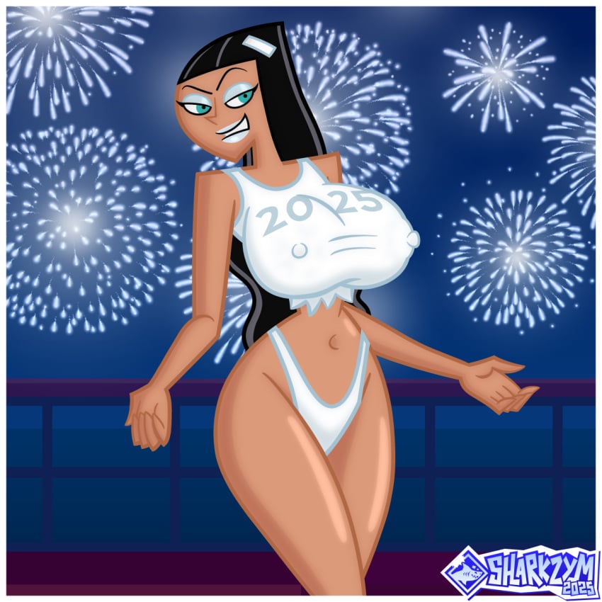 1girls breasts danny_phantom female fireworks new_year nickelodeon nicktoons party paulina_sanchez sharkzym white_shirt