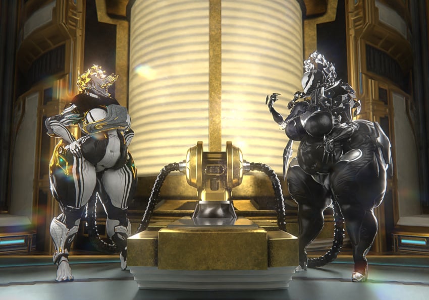 bbw big_ass big_belly big_breasts breasts bubble_butt chubby cleavage excalibur_umbra_(warframe) female huge_ass huge_breasts inflation mag_(warframe) overweight qzk_forte rule_63 tagme thick_thighs warframe weight_gain wide_hips