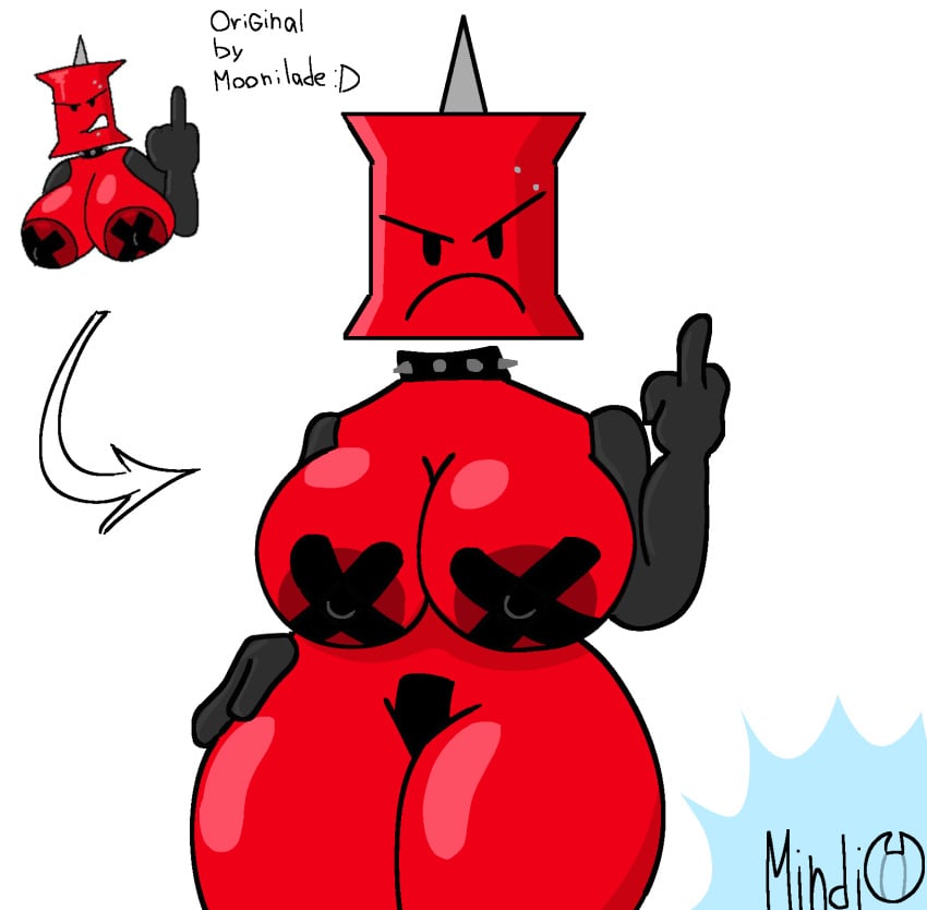 1female 1girls battle_for_dream_island battle_for_dream_island_again bfdi bfdia boobs breasts collar dog_collar evil_eyes female female_focus female_only mindi_134 moonilade object_show object_shows piercing piercings pin_(bfdi) red_skin taped_nipples taped_pussy thick_thighs woman