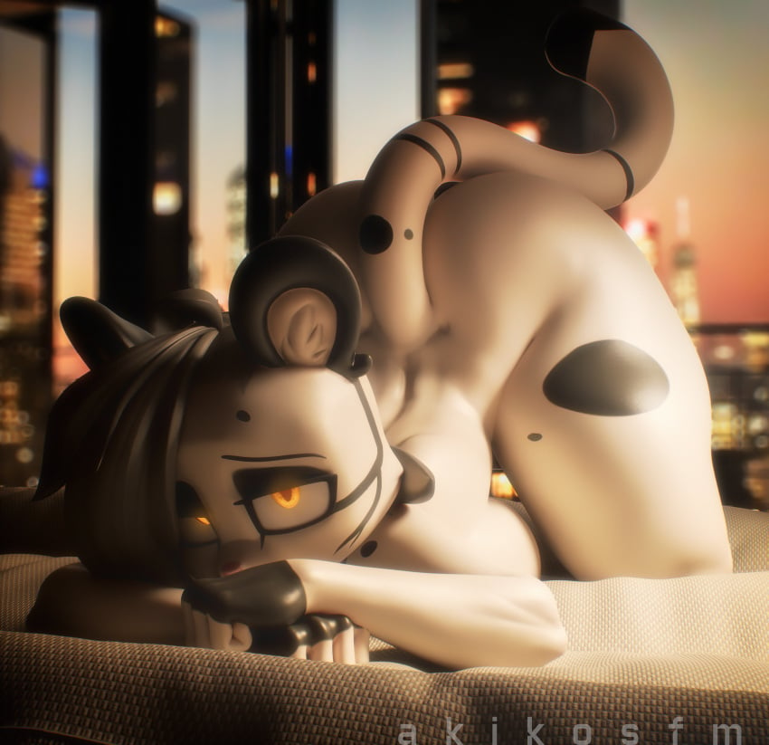 3d absurd_res akikosfm anthro ass bedroom_eyes big_butt blender_(artwork) digital_media_(artwork) felid feline female hi_res leopardus looking_at_viewer mammal narrowed_eyes nude ocelot seductive solo tail yvette_(kilinah)