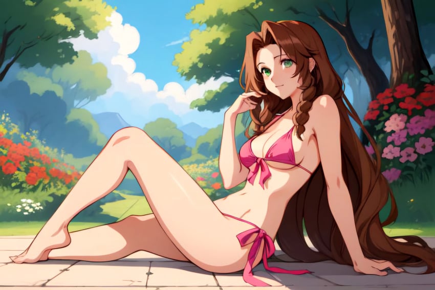 1girls aerith_gainsborough ai_generated final_fantasy_vii small_breasts