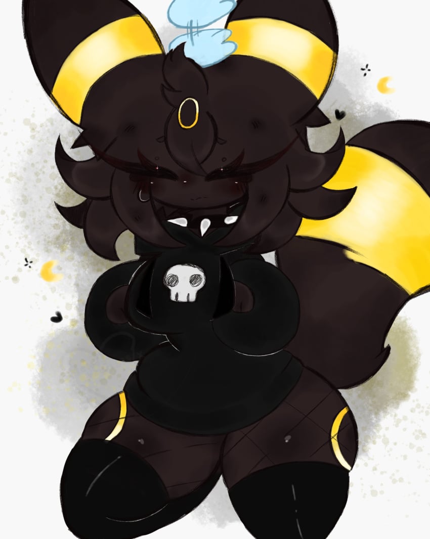 1girls anthro awwwthescrimblo black_and_yellow black_body blush breasts cute cute_expression cute_face eeveelution female female_only nintendo pokemon pokemon_(species) umbreon