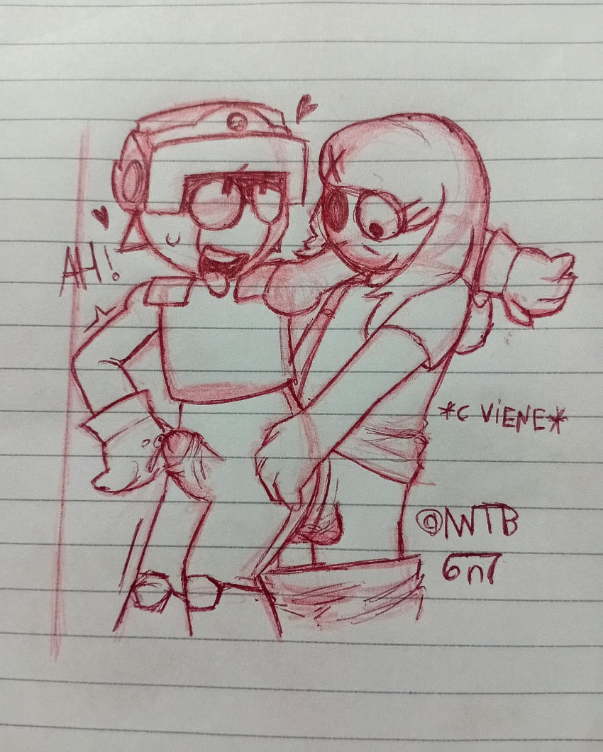 brawl_stars from_behind gay gay_sex i_dont_know_what_to_tag i_dont_really_know iwanttobe6n7 larry_(brawl_stars) self_insert self_upload selfship smiling spanish_text standing_sex supercell tagme traditional_media_(artwork)