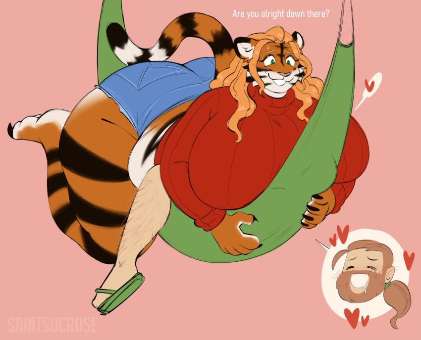 big_ass big_breasts breasts bubble_butt feline female furry huge_ass huge_breasts saintsucrose tagme thick_thighs tiger tiger_girl wide_hips