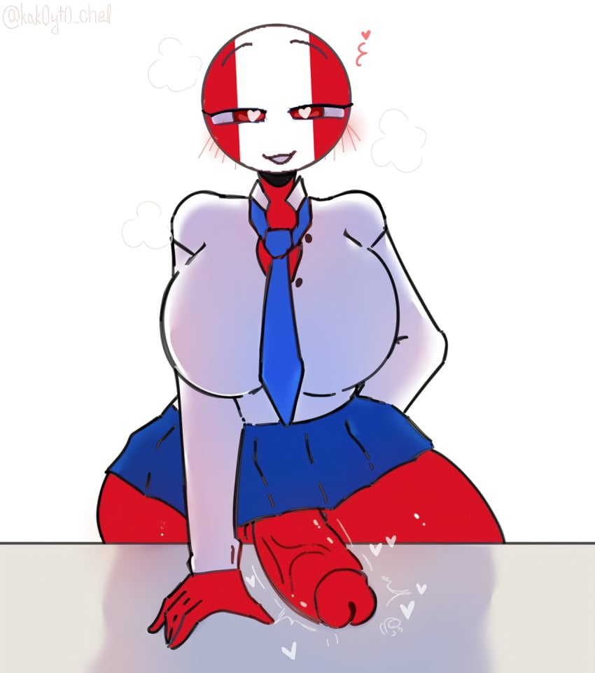 1futa big_breasts bottomless breasts clothed clothing countryhumans countryhumans_edit countryhumans_girl edited edited_image erection futa_only futanari huge_cock humanoid humanoid_penis kak0yt0_chel_style mostly_clothed penis penis_on_table penis_under_skirt peru_(countryhumans) red_body red_eyes red_skin solo standing student thick_thighs wide_hips