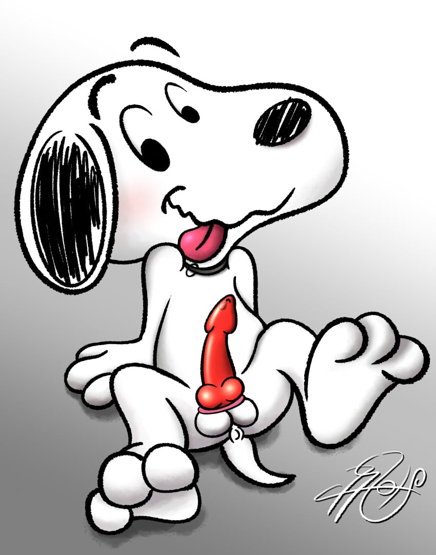 absurd_res balls canid canine canis collar domestic_dog erection genitals hi_res knot lobofeo male male_only mammal paws peanuts peanuts_worldwide_llc penis smile snoopy solo wildbrain