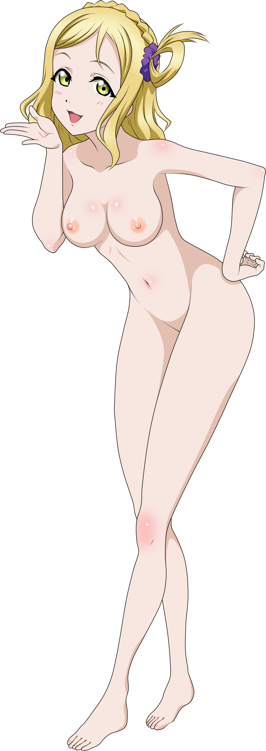 1girls 5_fingers :3 absurd_res alpha_channel blonde_hair breasts female female_only hair_ornament human love_live! love_live!_sunshine!! naked nipples nude_filter ohara_mari open_mouth png posing pussy solo standing transparent_background transparent_png uncensored vector_trace yellow_eyes