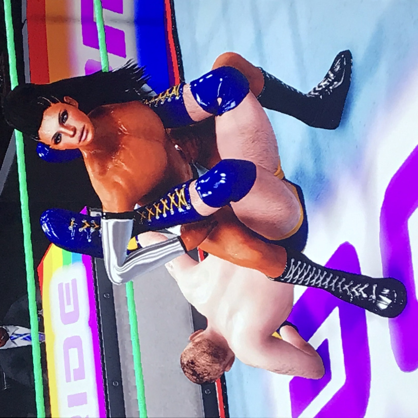 boots boston_crab femboy femboy_on_male male male_only reverse_ryona submission submission_hold tan tanned tanned_skin wrestler wrestling wrestling_boots wrestling_outfit wrestling_ring wrestlingryona wwe wwe_2k20