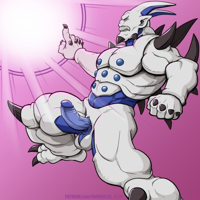 bara demon dragon dragon_ball dragon_ball_gt dudebulge erection evil_dragon humanoid male male_only monster muscles omega_shenron penis solo super_yi_xing_long