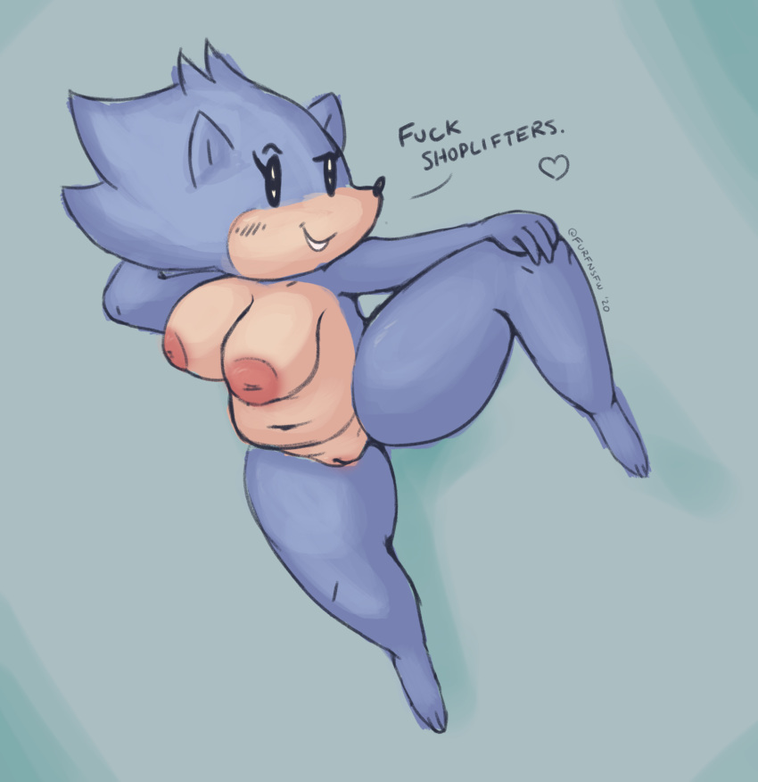 2020 anthro breasts colored english_text eulipotyphlan female furfireburst furfnsfw hedgehog hi_res inverted_nipples mammal navel nipples profanity slightly_chubby solo text thick_thighs