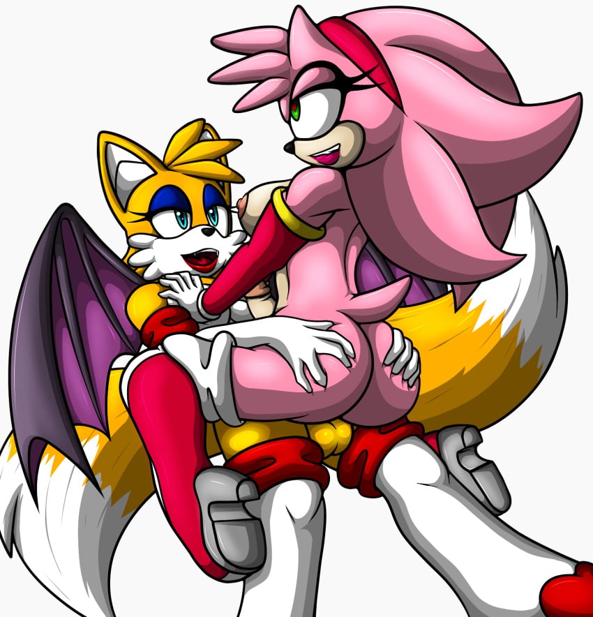 <3_eyes amy_rose anthro armwear ass balls boots breasts clothing cowgirl_position duo elbow_gloves footwear furry futanari genderswap genitals gloves gynomorph gynomorph/gynomorph handwear heart hi_res intersex intersex/intersex legwear nipples on_top penis rule_63 sex snowyowlkonnen sonic_(series) tails tailsko thigh_boots thigh_highs