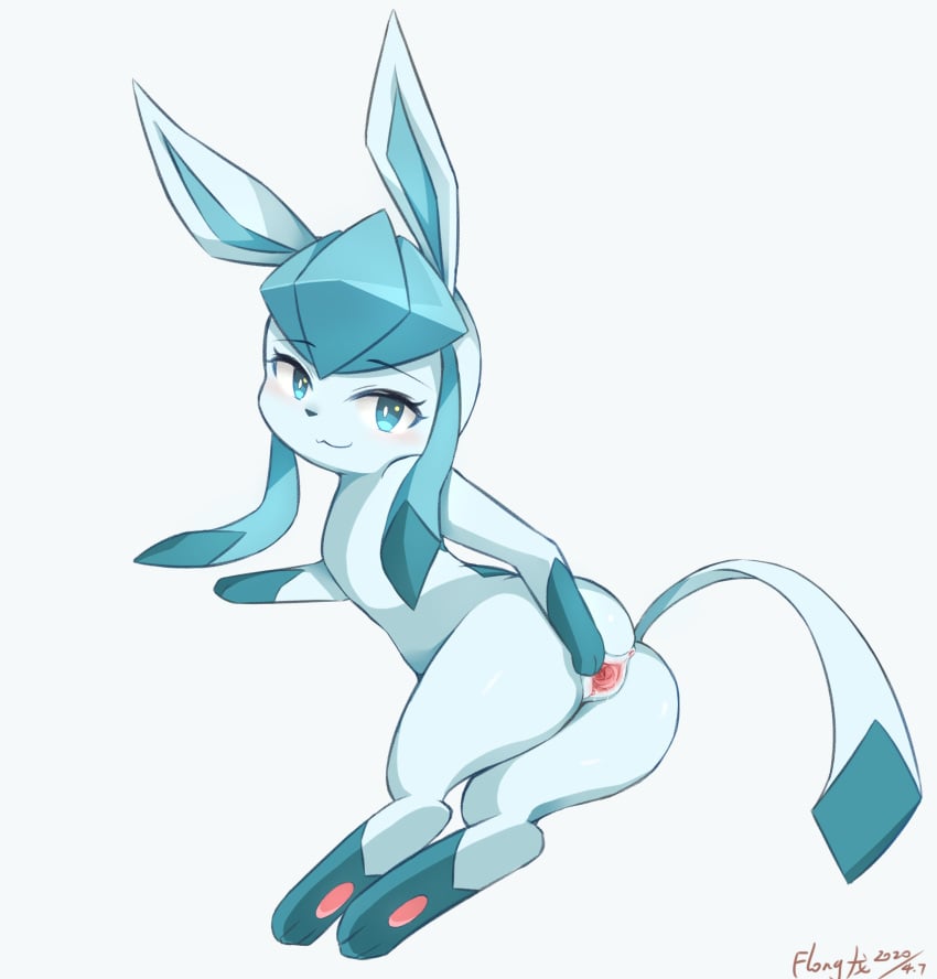 1girls 2020 2020s :3 anus ass blue_body blue_eyes blush bodily_fluids canid canine dated eeveelution female feral flong fur furry generation_4_pokemon genital_fluids glaceon hi_res looking_at_viewer mammal nintendo nude paws pokémon_(species) pokemon pokemon_(species) pokemon_dppt presenting presenting_pussy pussy signature simple_background smile solo spread_pussy spreading text video_games watermark