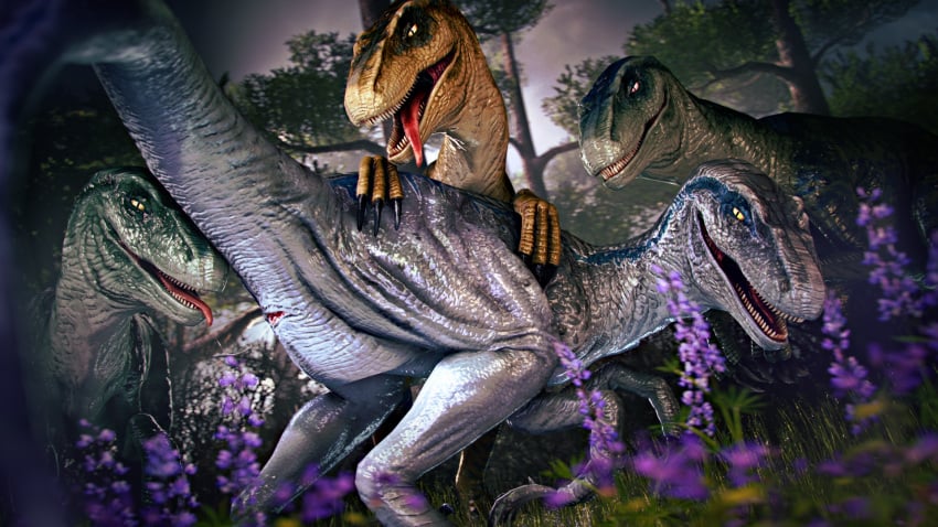 16:9 3d animal_genitalia ass bloom blue_(jurassic_world) bodily_fluids charlie_(jurassic_world) claws cloaca cunnilingus delta_(jurassic_world) dinosaur dragon-v0942 dromaeosaurid echo_(jurassic_world) female feral genital_fluids genitals grass group hi_res imminent_sex jungle jurassic_park jurassic_world looking_at_viewer open_mouth oral outside plant presenting presenting_cloaca presenting_hindquarters presenting_pussy pussy reptile saliva saliva_on_cloaca saliva_on_tongue saliva_string scalie sex smile source_filmmaker teeth theropod tongue universal_studios vaginal_penetration velociraptor widescreen