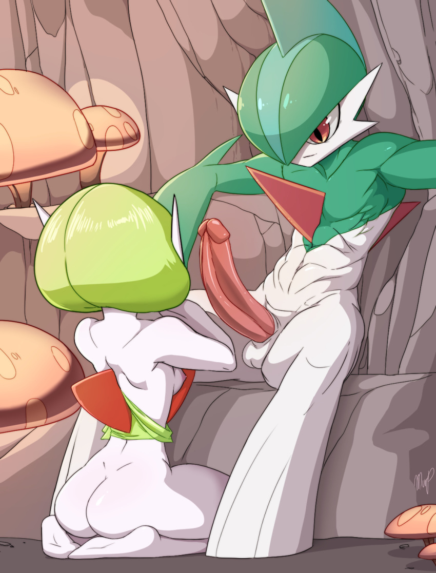 1boy 1girls abs anthro anthrofied areola armpits ass big_ass big_penis feet female gallade gardevoir green_hair green_skin hand_on_mouth huge_penis interspecies kneeling legs_held_open long_penis looking_at_another looking_at_penis looking_down male masterploxy mrploxy mushroom nintendo nipples no_nipples outdoors pokémon_(species) pokemon pokemon_(species) pokemon_dppt pokemon_rse red_eyes rock sideboob sitting small_breasts smile soles source_request straight testicles text watermark white_skin