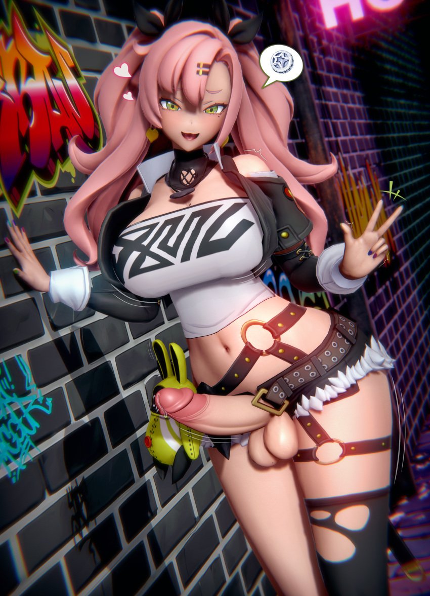 1futa 3d alternate_version_available balls belt belt_buckle big_breasts big_penis black_shorts bottomwear breasts coin crop_top ear_piercing earrings erect_penis erection evekaczmarek exposed_penis futa_only futanari hair hair_ornament hair_ribbon hairclip heart heart_earrings hips huge_breasts koikatsu large_breasts legwear long_hair mole mole_on_balls mole_on_breast mole_on_thigh mole_under_eye motion_lines multicolored_nail_polish multicolored_nails nail_polish nails necklace neckwear nicole_demara peace_sign penis penis_out pink_hair precum precum_drip ribbon short_shorts shorts solo solo_futa speech_bubble thick_thighs thigh_strap thighhighs thighs topwear twintails wide_hips zenless_zone_zero