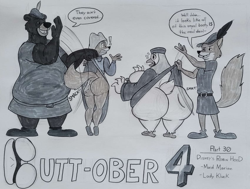 2boys 2boys2girls 2d 2d_(artwork) 2d_artwork 2girls 2girls2boys anthro ass ass_bigger_than_head ass_focus avian bear big_ass big_butt bird bird_girl black_and_white blu3danny blumoondan bubble_ass bubble_butt canid canine canis chicken chicken_girl chubby chubby_female dannydukehazard darkmoontoons dialog dialogue disney dress dress_lift dress_pull female fox furry furry_female galliform gallus_(genus) lady_kluck little_john maid_marian male phasianid robin_hood_(character) robin_hood_(disney) shocked shocked_expression spanking spanking_ass tagme thick thick_ass thick_hips thick_thighs traditional_art traditional_media traditional_media_(artwork) ursid ursine