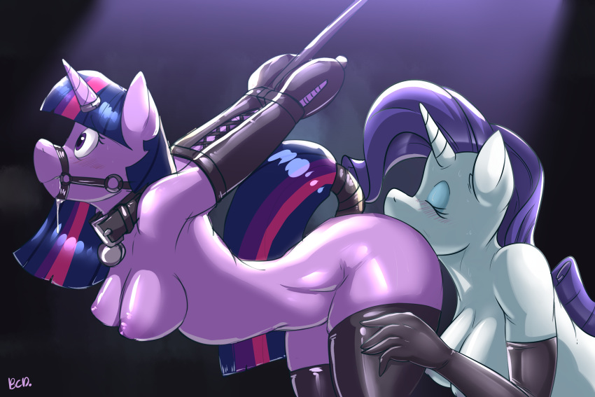 3:2 anal anthro armbinder bent_over big_breasts bluecoffeedog blush bodily_fluids bondage bound bound_and_rimmed breasts closed_eyes drooling edit equid female female/female female_only friendship_is_magic furry hi_res horn mammal mostly_nude my_little_pony oral raised_tail rarity_(mlp) rimming rubber saliva sex straight_hair twilight_sparkle_(mlp) unicorn yuri