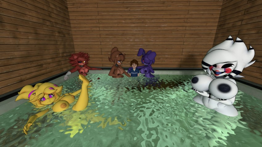 1boy 1girls 3d 3d_(artwork) big_ass big_breasts bonfie chiku fazclaire's fazclaire's_nightclub female fexa five_nights_at_freddy's fnia fredina's_nightclub frenni furry furry_female gregory_(fnaf) male marie nude robot robot_girl scottgames sfm