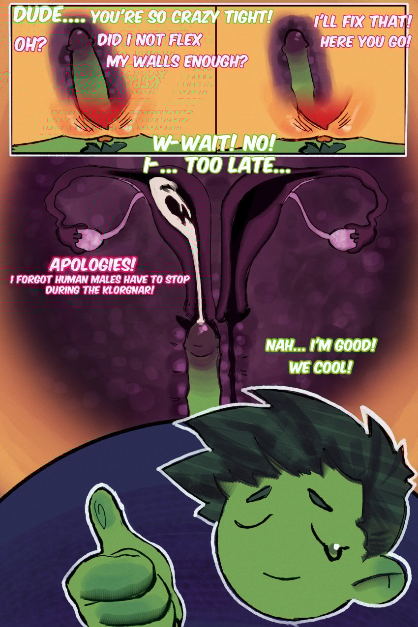 1boy advertisement alien alien_girl alien_pussy aqrisu beast_boy breasts chibi clitoris comic comic_page cum cum_in_pussy cum_in_pussy cum_inside dc dc_comics dialogue ejaculation female female female/male green_eyes green_hair green_skin human internal internal_cumshot internal_view male multiple_vaginas_in_one_vulva nipples orange_skin penetration penis promo promotional_art pubes pubic_hair pussy red_hair squeezing starfire straight tear teen_titans text text_bubble vaginal_penetration womb x-ray
