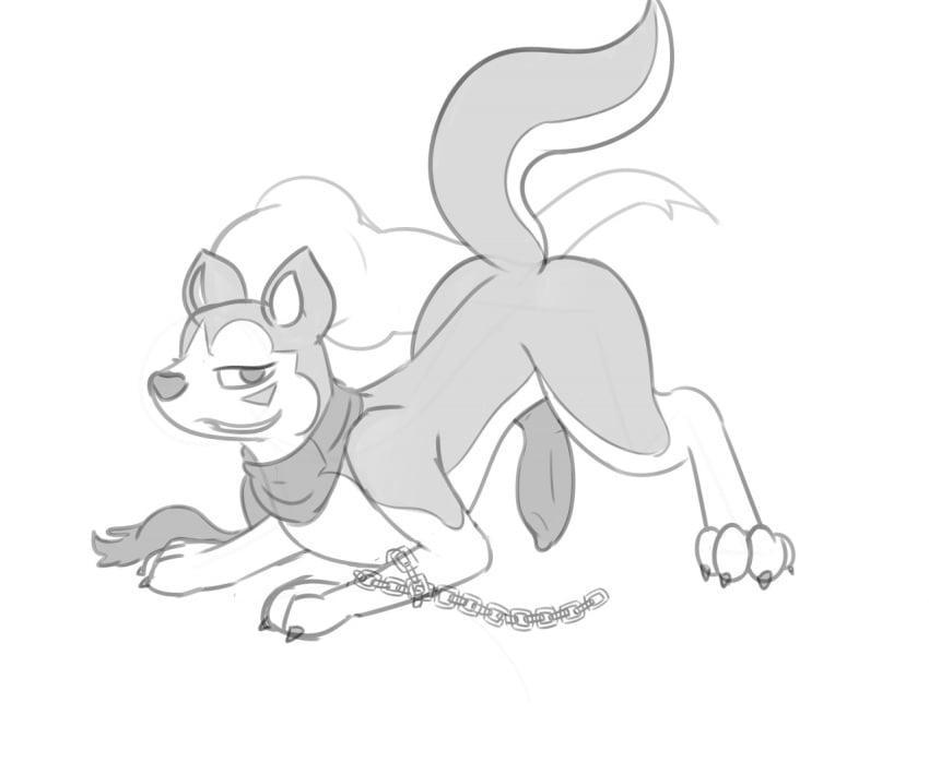 akita ass_up big_penis chains feral feral_only furry graedius_(artist) kudo looking_at_viewer male male_only paws seductive