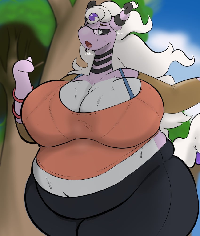 ampharos bbw big_breasts breasts cleavage female furry huge_breasts mega_ampharos mega_evolution nintendo overweight plantedpot pokemon pokemon_(species) pokemon_gsc pokemon_xy thick_thighs wide_hips