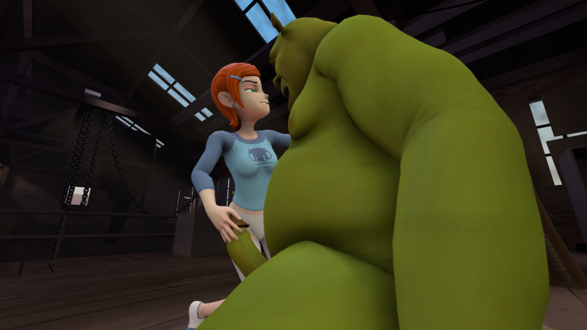 3d ben_10 cartoon_network crossover dreamworks garbagesfm gwen_tennyson penis shrek shrek_(series) source_filmmaker tagme