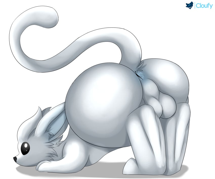 absurd_res anus ass ass_up balls bent_over cloufy cute_face digital_media_(artwork) feral fur genitals hi_res looking_back male male_only mammal nude ori ori_and_the_blind_forest solo video_games white_body white_fur