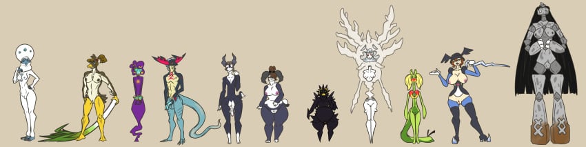 anthro anthrofied applin black_hair cursola darmanitan dragapult dragonsushi furry galarian_darmanitan galarian_farfetch'd indeedee long_hair mr._rime nintendo original_character pincurchin pokemon pokemon_(species) pokemon_ss sinistea stonjourner