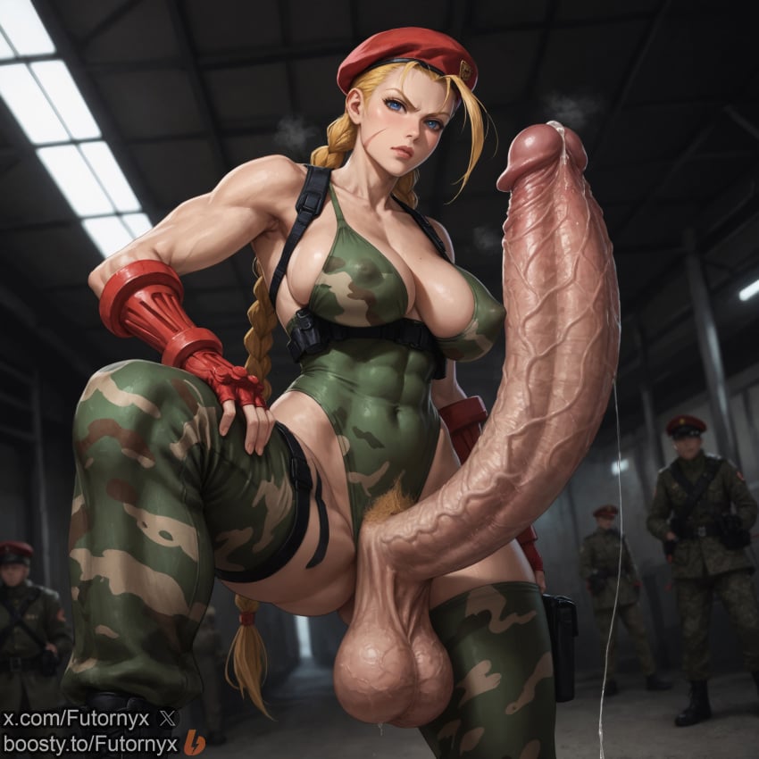 1futa abs ai_generated balls ballsack big_breasts blonde_hair boosty boosty_username braids cammy_white camouflage dickgirl futanari futornyx hi_res high_resolution highres huge_balls huge_cock large_testicles muscular saggy_balls shemale solo solo_futa street_fighter street_fighter_6 tagme twitter_username veiny_penis wide_hips