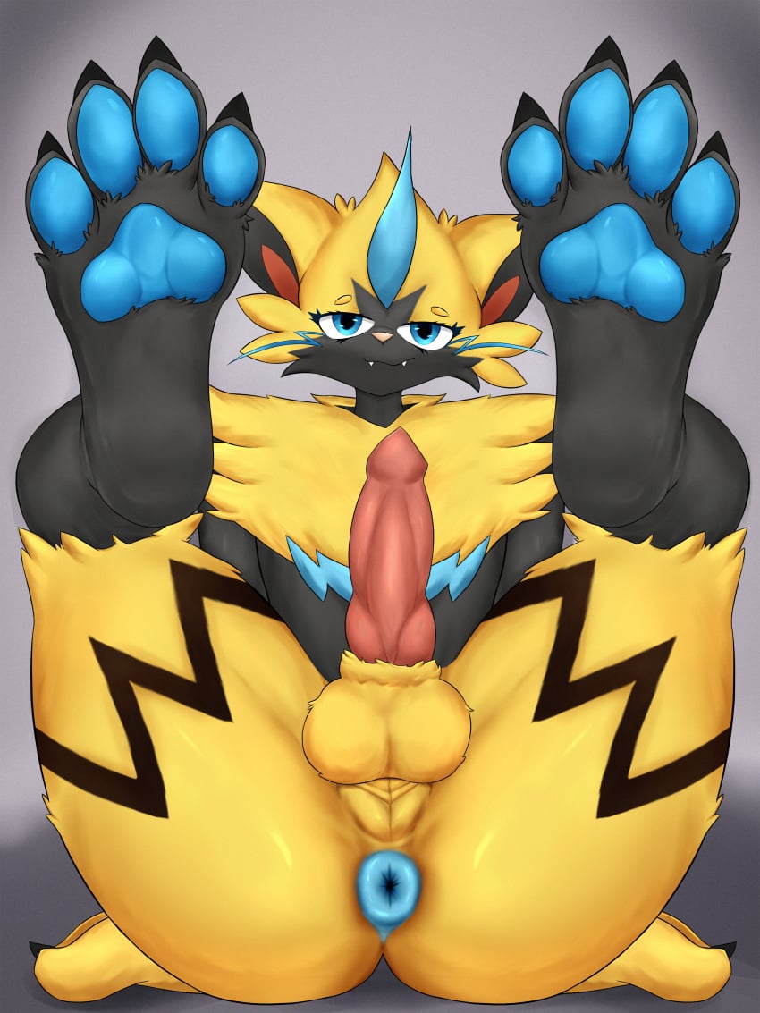 animal_penis feelingfun femboy foot_focus fur furry furry_only pawpads paws penis pokemon pokemon_(species) tomgirl zeraora