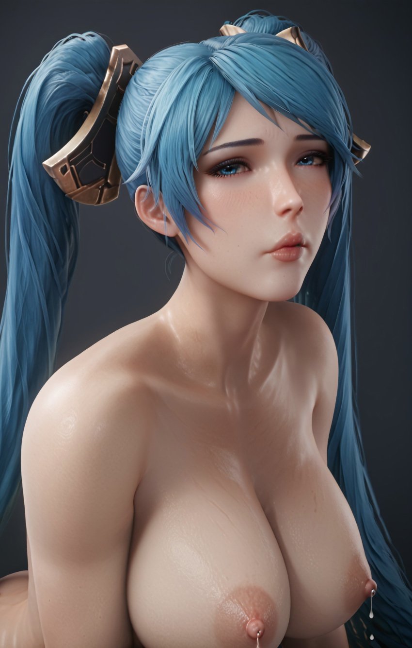 1girls ai_generated blue_hair breasts juilessyn league_of_legends naked nude sona_buvelle twintails