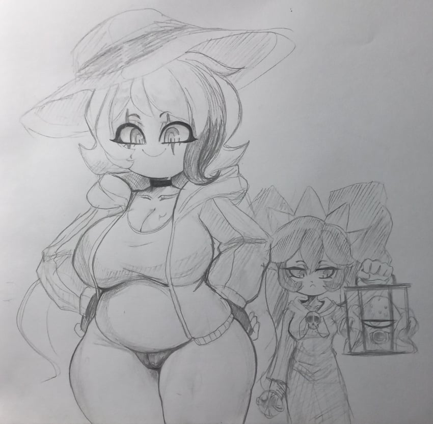 alter_belt chubby chubby_belly chubby_female graphite_(artwork) greyscale hand_drawn milf nexus_poiazo original_character original_characters pencil_(artwork) traditional_media_(artwork) witch_hat