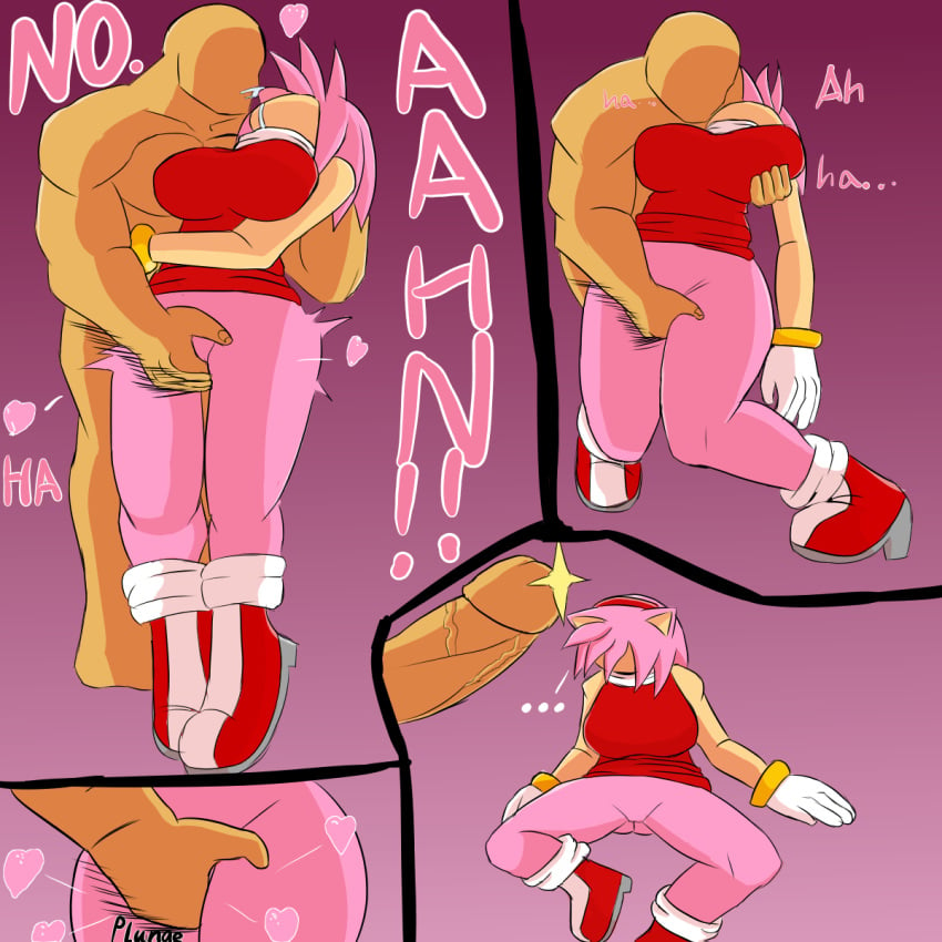 1boy 1boy1girl 1girls amy_rose anon clothing faceless_male fingering green_eyes kissing panties passed_out penis saliva shoobiedoobie12 sonic_(series) tremble