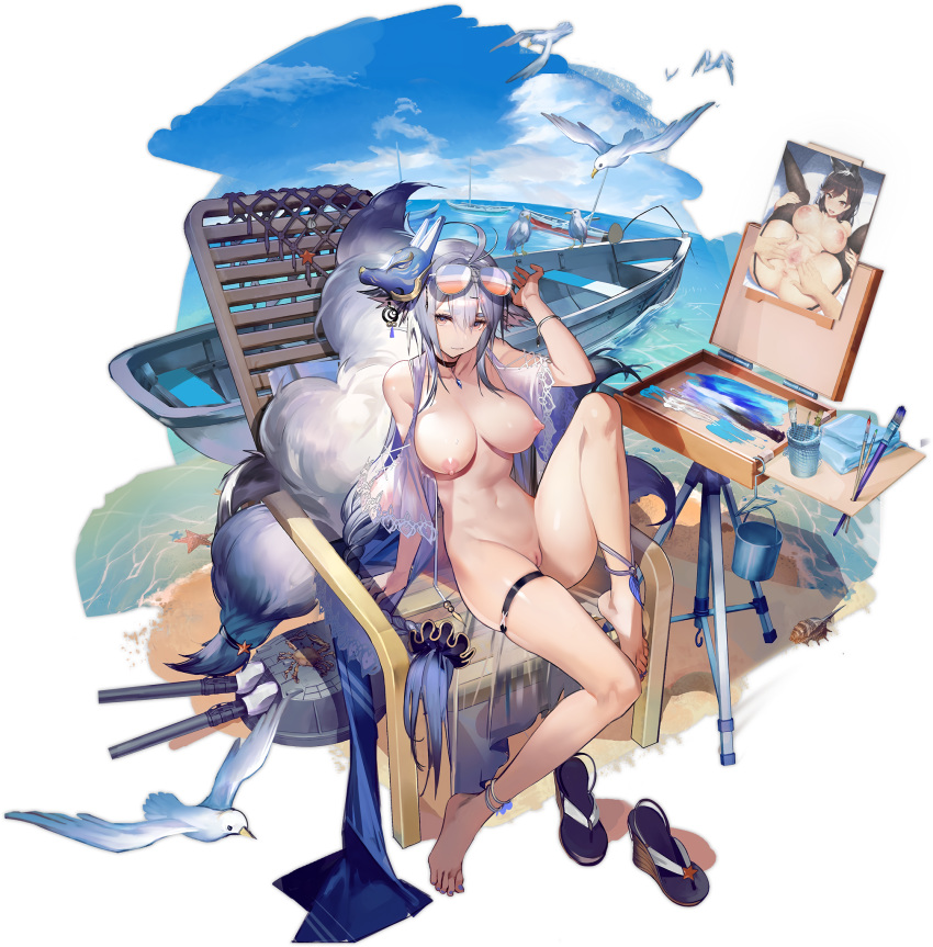 atago_(azur_lane) azur_lane eyewear_on_head eyewear_removed feet liduke megane naked nipples photoshop pussy sunglasses_on_head sunglasses_removed swimsuits tagme tosa_(azur_lane) uncensored