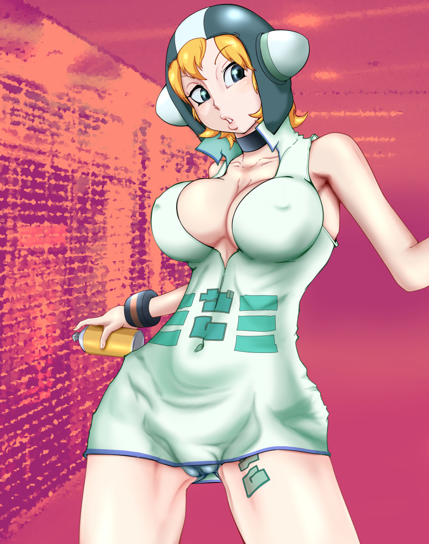 big_breasts blonde_hair cameltoe collarbone female female_only gum_(jsr) jet_set_radio nipple_bulge nipples short_hair solo solo_focus streetwear uirou-zazami