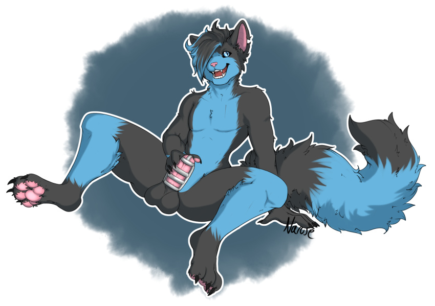 alpha_channel anthro balls big_balls big_feet blue_eyes cage chastity_(disambiguation) chastity_cage chastity_device domestic_cat feet felid feline felis fluffy fondling genitals hair happy hi_res lock locked male mammal narusewolf paws playful playing self solo spread_legs spreading teasing