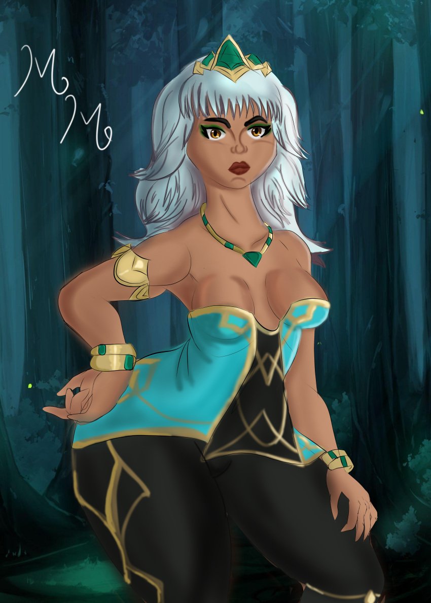 breasts female league_of_legends muffynarts muffynmofado qiyana_yunalai tagme white_hair