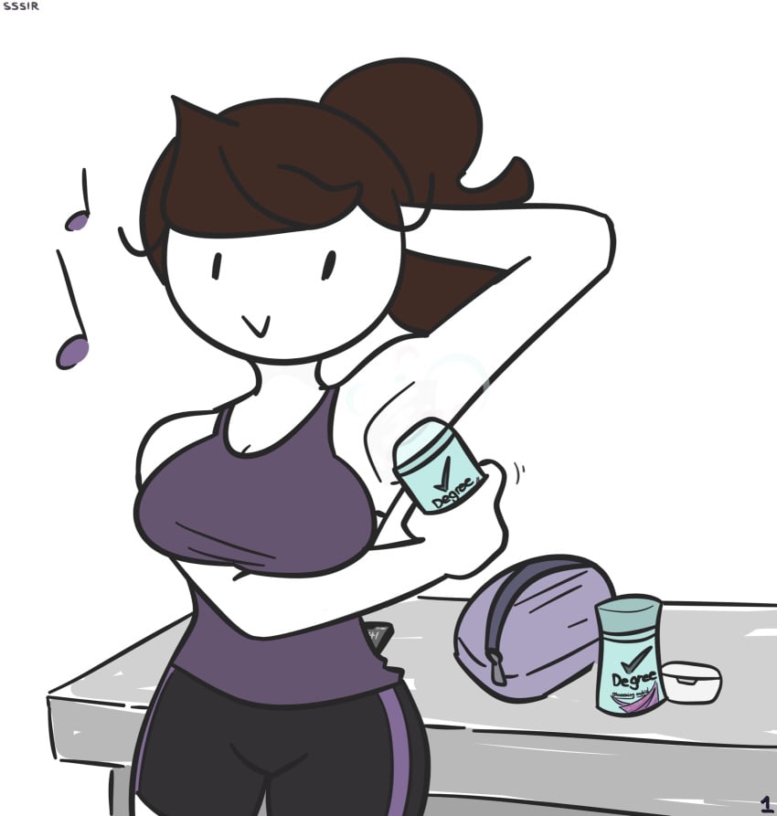 1girls 2020 armpit_fetish armpits arms_up booty_shorts breasts brown_hair comic female jaiden jaiden_animations jaiden_smut mob_face ponytail short_hair simple_background slobbyslapper sssir sssir8 white_background white_skin youtube youtuber