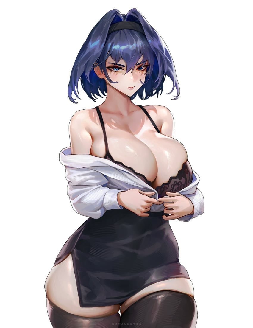 1girls 2022 angry blue_eyes blue_hair blush bra breasts cleavage female hololive hololive_english hololive_english_-council- hololive_english_-promise- huge_breasts legwear light-skinned_female light_skin miniskirt office_lady ouro_kronii pencil_skirt sayanestia short_hair skindentation skirt thick_thighs thighhighs thighs undressing virtual_youtuber wide_hips zettai_ryouiki