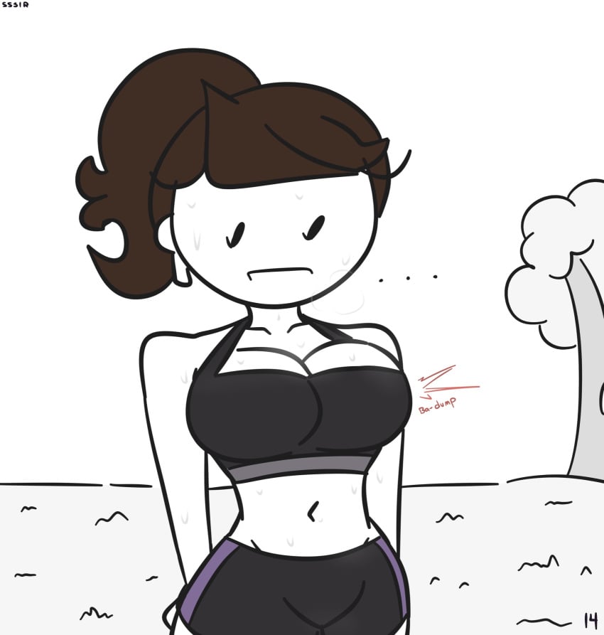 1girls 2020 airpods big_breasts bimbo booty_shorts breasts brown_hair busty cleavage comic female female_only heartbeat hips huge_breasts imminent_sex jaiden jaiden_animations jaiden_smut large_breasts mob_face navel ponytail short_hair simple_background slobbyslapper solo solo_female sports_bra sssir sssir8 standing stomach sweat text thick thick_thighs thighs white_background white_skin wide_hips youtube youtuber