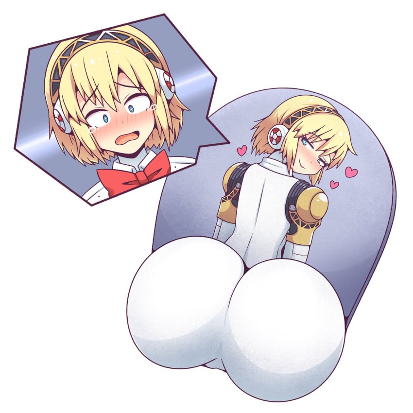 1girls aegis_(persona) aigis_(persona) ass ass_focus blonde_hair blue_eyes blush digital_media_(artwork) female female_focus female_only hand heart hi_res high_resolution highres huge_ass inanimate_transformation inksgirls looking_back looking_back_at_viewer mouse mousepad nasal_strip nude object objectification persona persona_3 resisting robot robot_girl shiny_skin signature solo solo_female solo_focus thought_bubble transformation uncensored white_background