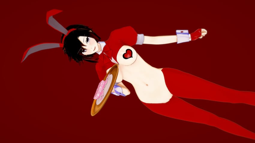 3d bunny_ears condom extremesoda heart_censor reverse_bunnysuit ruby_rose rwby short_hair tagme