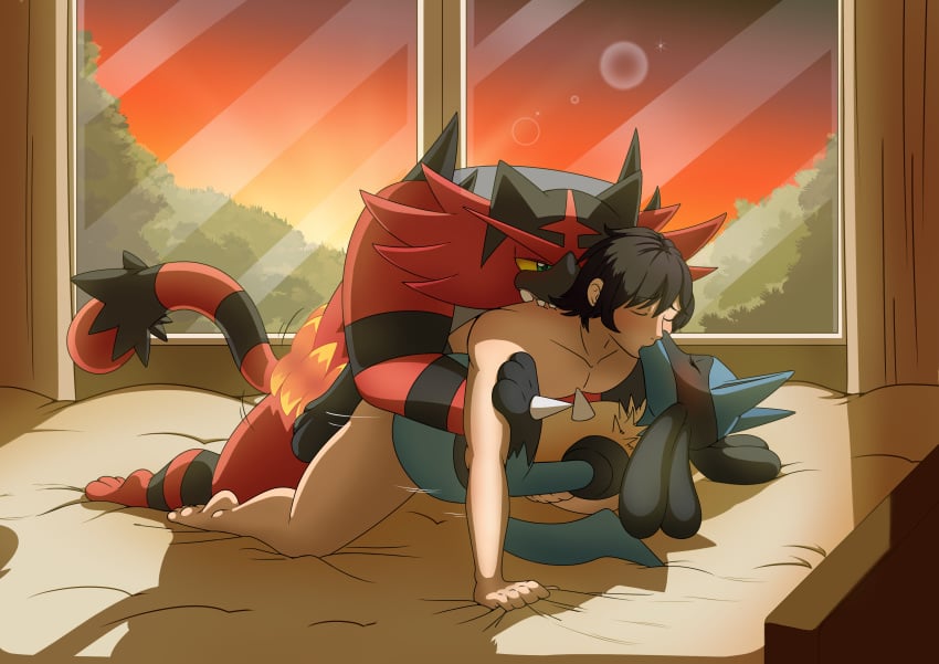 1girls 2boys absurd_res anal anthro anthrofied bisexual bisexual_sandwich bite female furry group group_sex hi_res human human_on_anthro incineroar interspecies kissing larger_male lucario making_out male male_human/female_anthro male_human/female_pokemon mammal messer-aramis nintendo original_character poképhilia pokemon pokemon_(species) pokemon_dppt pokemon_sm romantic sandwich_position sandwiched sex size_difference smaller_female vaginal_penetration video_games wholesome