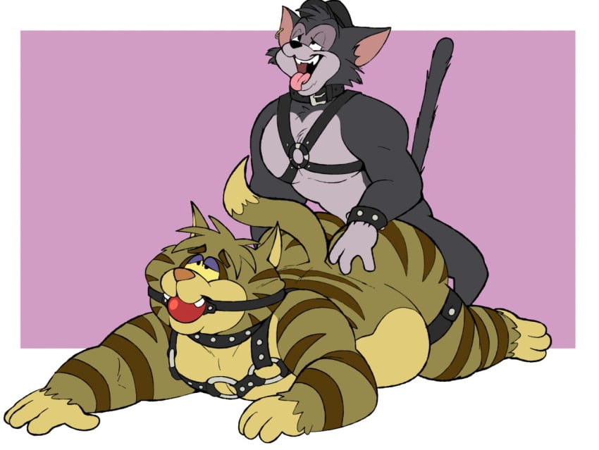 anal anthro ass ball_gag butch_(disambiguation) clyde_(tom_and_jerry) duo eroborus felid feline gag harness male male/male mammal metro-goldwyn-mayer tom_and_jerry