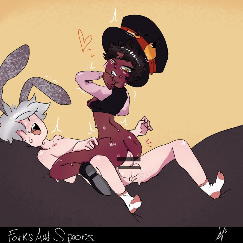 31_minutos ahe_gao ass bed cowboy_shot dante_torobolino_(31minutos) dark-skinned_male forksandspoons_(artist) gay gay_domination gay_pride genital_fluids huachimingo_(31minutos) humanized ibispaintx insertion pale-skinned_male penetration penis simple_background tears yaoi yellow_eyes