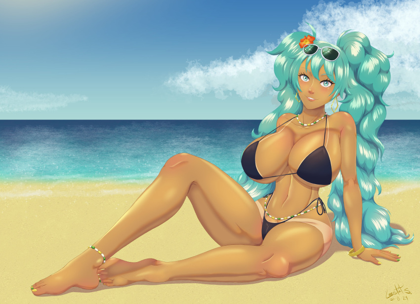 beads brazil brazilian brazilian_female brazilian_miku busty female female_focus female_only hatsune_miku hourglass_figure leestatsekai long_hair tagme tan tan_body tan_skin tanline twintails vocaloid waist_beads wide_hips