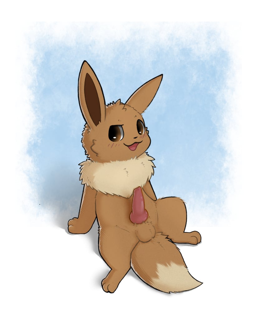 balls eevee erection feral generation_1_pokemon genitals hi_res male nintendo penis pokemon pokemon_(species) presenting presenting_penis resachii